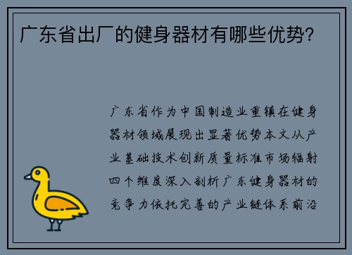 广东省出厂的健身器材有哪些优势？